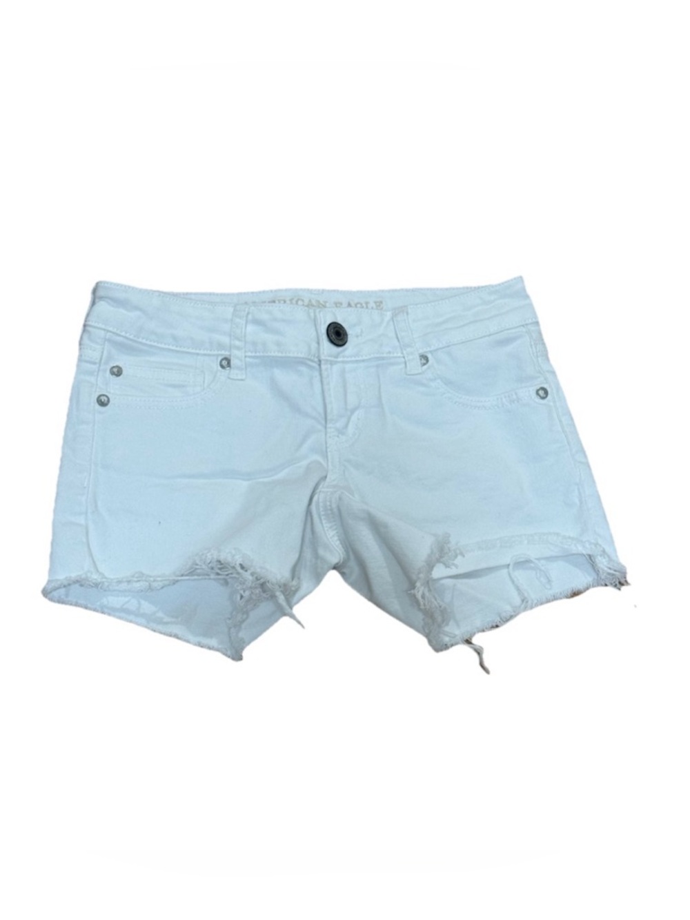 American Eagle Outfitters White Frayed Hem Denim Shorts